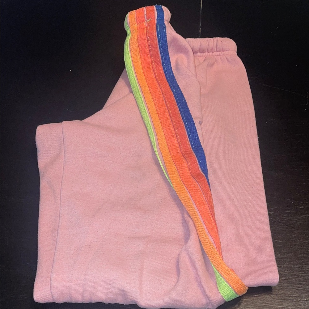 Aviator Nation Light Pink Joggers with Multicolor Stripes